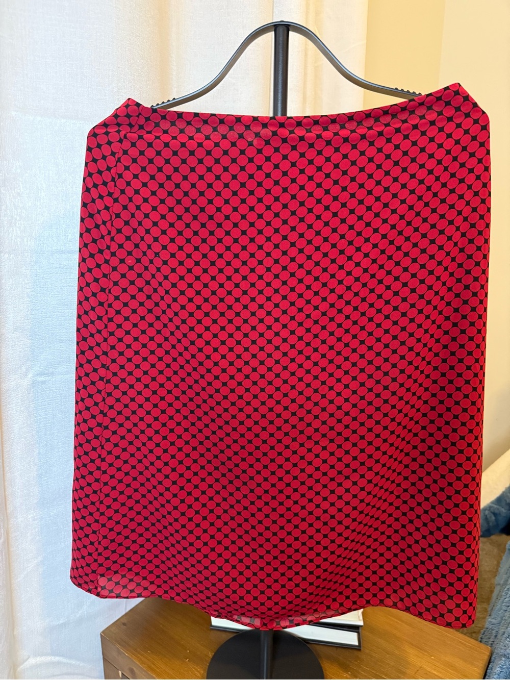 Nine West Red with Black Dot Pencil Skirt